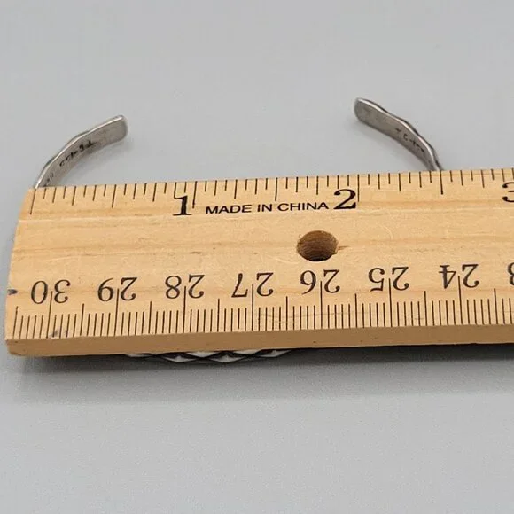 Taxco Mexican Sterling Silver 925 Diamond Pattern Cuff Bracelet Unisex - Picture 7 of 8